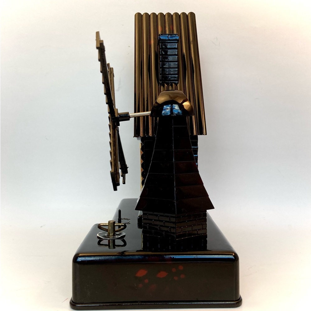 Black and Gold Windmill Music Box Clock - Unique Funky Goth - Picture 4 of 8